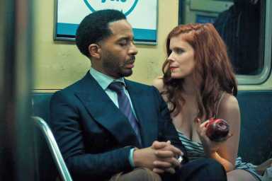 André Holland and Kate Mara in a scene from “The Dutchman.”