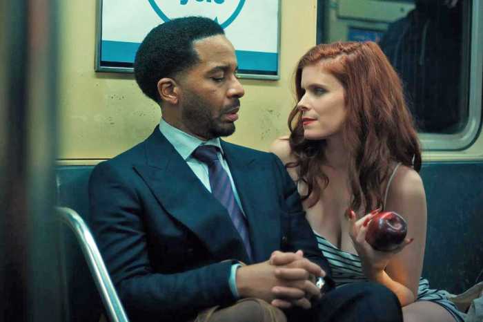 André Holland and Kate Mara in a scene from “The Dutchman.”