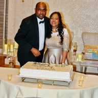 Lead pastor of Liberty Bible Fellowship Church in Ozone Park Queens, Joseph Persaud and wife, First Lady Rachael Persaud cut the cake during the pastor's 60th Birthday celebration, and the renewing of their 35th wedding anniversary in the ballroom of the elegant Crescent Beach Club in Bayville Long Island, on Nov. 7, 2025.
