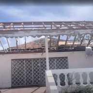 The roof of El Greko kitchen in Montego Bay, Jamaica destroyed during the passage of Hurricane Melissa.