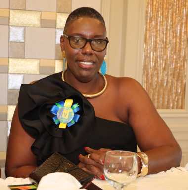 Vincentian academic and community leader Sherill-Ann Mason-Haywood at the Head Table during a Gala Luncheon and Scholarship Awards ceremony on Sunday, Oct. 26, at Russo’s on the Bay in Howard Beach, Queens, marking St. Vincent and the Grenadines’ 46th Anniversary of Political Independence from Great Britain.