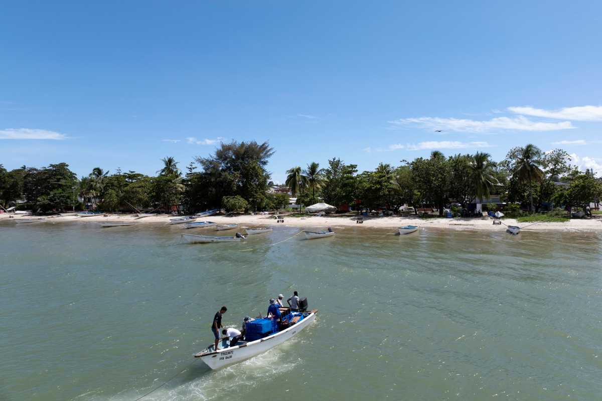 A drone view shows fishers in a boat in Cedros, Trinidad and Tobago, November 17, 2025.