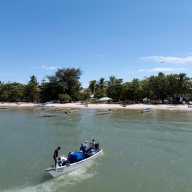 A drone view shows fishers in a boat in Cedros, Trinidad and Tobago, November 17, 2025.