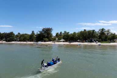 A drone view shows fishers in a boat in Cedros, Trinidad and Tobago, November 17, 2025.