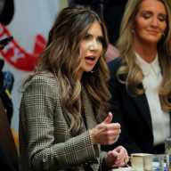 U.S. Homeland Security Secretary Kristi Noem speaks during a cabinet meeting with U.S. President Donald Trump, at the White House in Washington, D.C., U.S., December 2, 2025.
