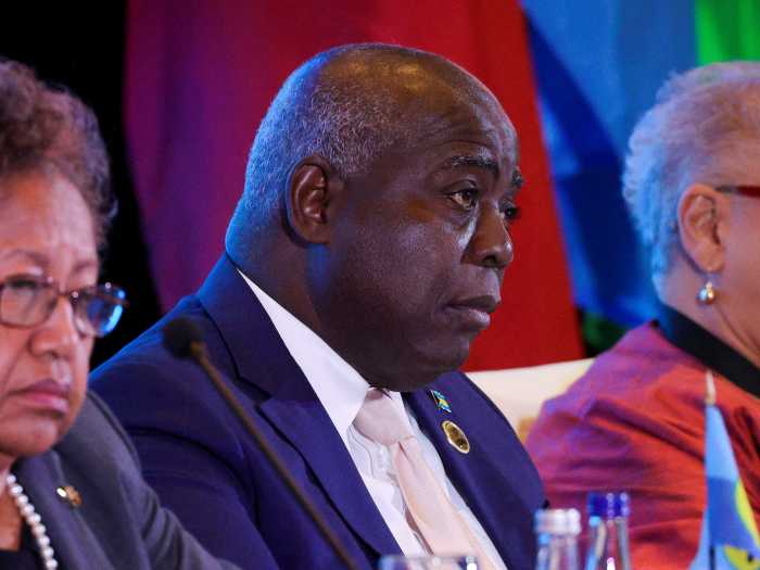 The Bahamas' Prime Minister Philip Davis attends the 44th Regular meeting of CARICOM at Baha Mar in Nassau, Bahamas, February 16, 2023.