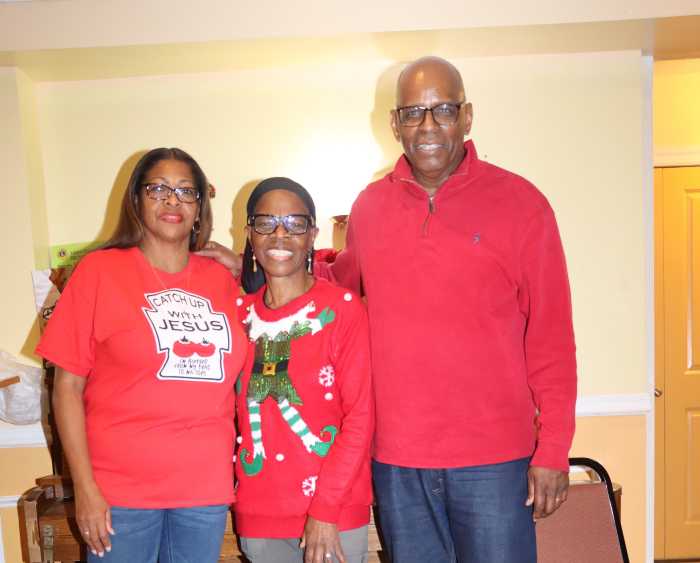 Pastor the Rev. Roger Jackson with First Lady Sis. Kim Jackson, left, and Sis Marlene Ferguson, chair of the Family Life Ministry.