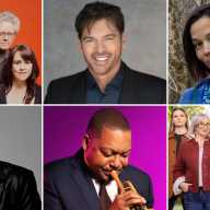 Clockwise from top left: Kronos Quartet by Danica Taylor, Harry Connick Jr. by Georgia Connick, Rhiannon Giddens by Karen Cox, Marin Alsop by Nancy Horowitz, Wynton Marsalis by Piper Ferguson, and Artemis by John Abbott.