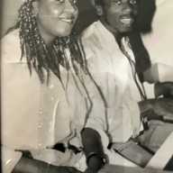 Celebrated Jamaican singer and musician Jimmy Cliff seen here playing the keyboard.