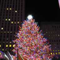 A Christmas tree at Rockefeller Center, New York City.