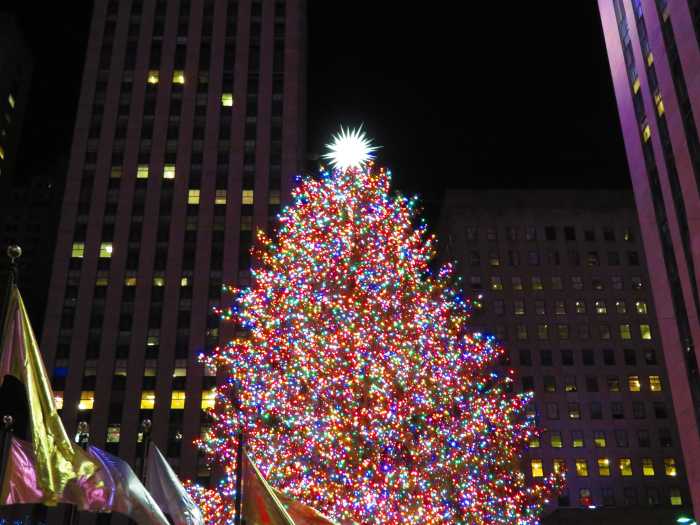 A Christmas tree at Rockefeller Center, New York City.