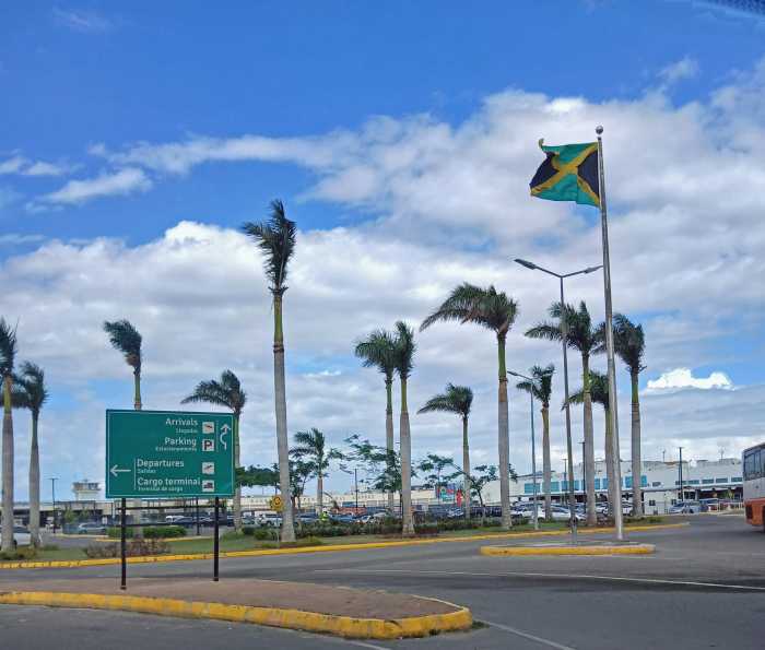 The entrance into the Sangster's International Airport in Montego Bay, Jamaica.