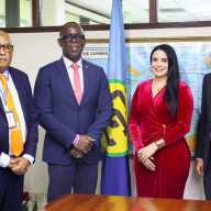 From left, WTCG Executive Director Wesley Kirton; CARICOM Deputy Secretary General Dr. Armstrong Alexis; Dr. Olinda Salguero Vice President Latin American &; Caribbean Presidential Mission; and John Dickson, a director of the Presidential Mission.