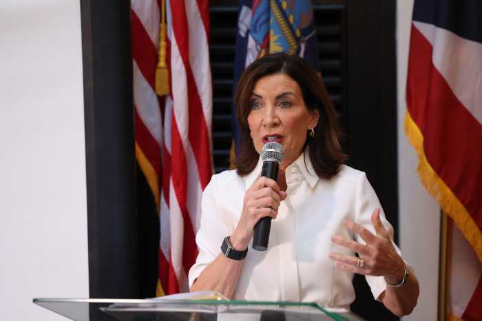 Governor Kathy Hochul delivers remarks at the 10th Anniversary Celebration of the NYS Office of Trade & Tourism on Nov. 6, 2025 in Old San Juan, Puerto Rico.