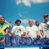 From left NY State Assembly Member Noah Burroughs, US Representative, Ritchie Torres, NY City Council Member, Kevin Riley, Speaker of the NY State Assembly, Carl Heastie., Assembly Member, Brian Cunningham (in background), NY State Senator, Jamaal Bailey and Mayor of Savanna-La-Mar, Danee Delancy, with prepared packages to hand out to residents in Savanna-La-Mar, Jamaica.