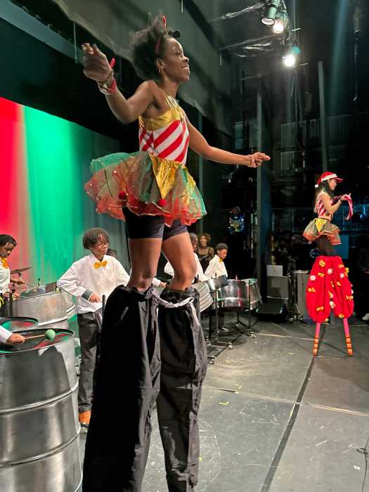 Tropicalfete Teaming performance and dancing to ‘My Little Drum’ by Vince Guaraldi Trio and arranged by Jeanine Ruiz & ‘Santa Tell Me’ by Ariana Grande and arranged by Shania Prescod.