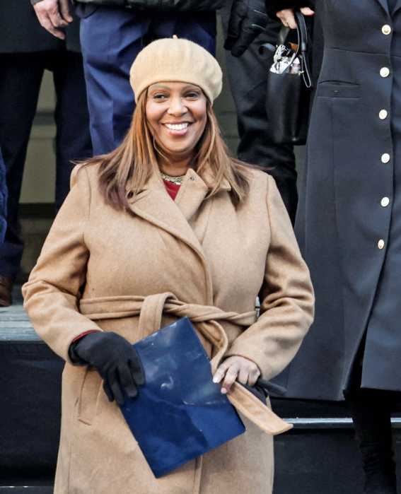 New York Attorney General Letitia James walks to the podium during New York City Mayor Zohran Mamdani's inauguration ceremony in New York City, U.S., Jan. 1, 2026.