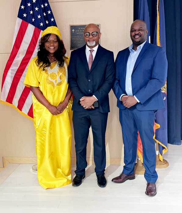 Assembly Member Rodneyse Bichotte Hermelyn, who represents the 42nd Assembly District in Brooklyn and chair of the Kings County Democratic County Committee, Judge Chidi Eze, and Josue Pierre, District Leader.