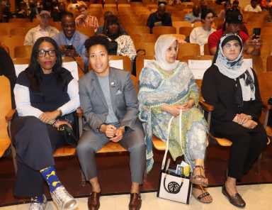 Council Members Rita Joseph, left, front row, and Crystal Hudson, second from left, front row, among attendees at town hall meeting by Caribbean-American US Representative Yvette D. Clarke in Brooklyn on Monday, June 16, 2025.
