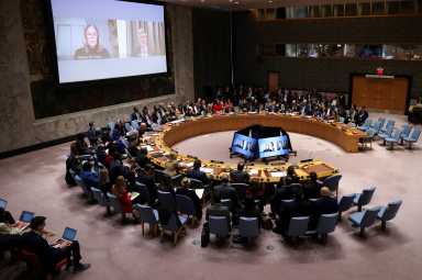 Members of the UN Security Council meet on the U.S. strikes and capture of Venezuelan President Nicolas Maduro and his wife Cilia Flores at the United Nations building in New York, U.S., Jan. 5, 2026.