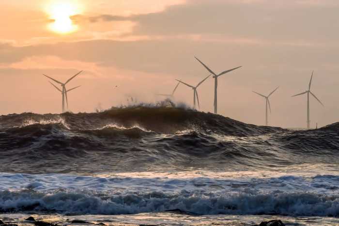 Wind farms at sea.