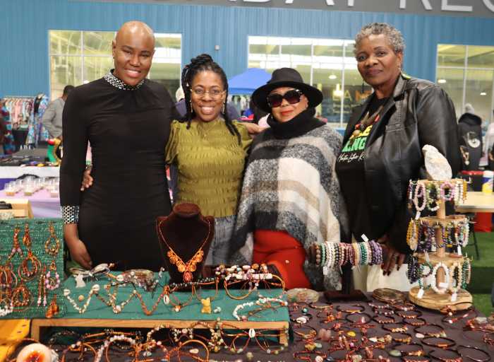Vincentians at Kinetic Kopper Kreationz Vending Table, L-R: Kamla Millwood, Toni Johnson, Rosemary Kirby and Caren Charles De Freitas.