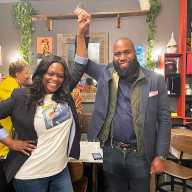 Brian Cunningham with Brooklyn Democratic Party Chair Rodneyse Bichotte Hermelyn.