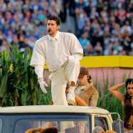 Bad Bunny performs during the Super Bowl LX half-time show of the New England Patriots v Seattle Seahawks game at the Levi's Stadium, Santa Clara, California, United States on Feb. 8, 2026.