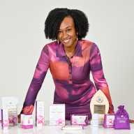 Melesia Adderley, founder and president of Women’s Haven, poses with products from her Caribbean-owned organic feminine care line, now available in 15 countries.
