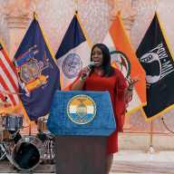 Bronx Borough President Vanessa L. Gibson addressing the Black History Month event.