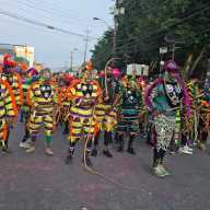 The Original Jab Jab band portraying "Dancing Warriors" in Couva Carnival, Trinidad.