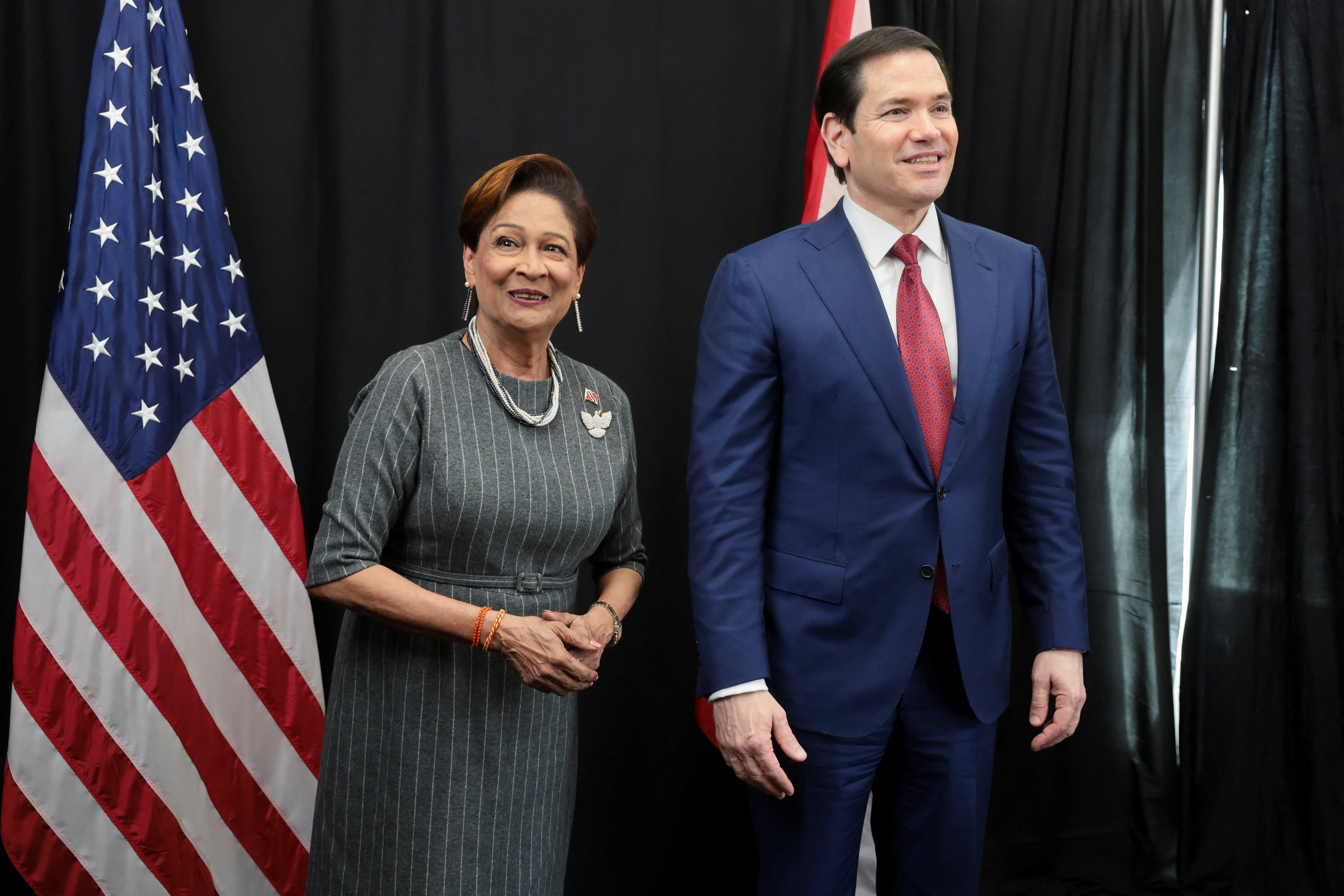 U.S. Secretary of State Marco Rubio meets with Trinidad and Tobago Prime Minister Kamla Persad-Bissessar alongside Caribbean Community (CARICOM) meetings in Basseterre, Saint Kitts and Nevis, February 25, 2026.