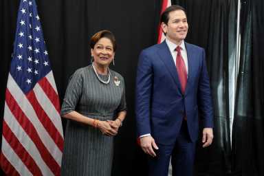U.S. Secretary of State Marco Rubio meets with Trinidad and Tobago Prime Minister Kamla Persad-Bissessar alongside Caribbean Community (CARICOM) meetings in Basseterre, Saint Kitts and Nevis, February 25, 2026.