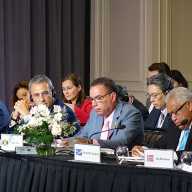 Energy Minister Daryl Vaz (center) and other top officials have felt compelled to ask Jamaicans to have patience as the country is still a ways from determining whether commercial quantities lie below the seabed off waters to the south of the island.