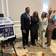 Tyrell Hankerson and Farah Louis, both New York City Council Members; Monique Chandler-Waterman, New York State Assemblywoman; and Clyde Vanel, New York State Assemblyman, attend an MWBE Networking Reception hosted by Rodneyse Bichotte Hermelyn, New York State Assemblywoman, during the 55 Annual Legislative Conference in Albany this year 2026. The event connected minority- and women-owned business with government leaders to promote awareness, inclusion, and support.
