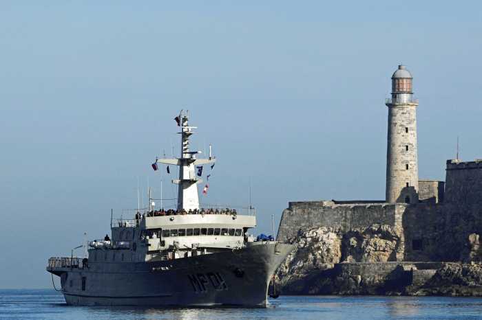 Mexican-flagged ship ARM Huasteco (MP-01), loaded with humanitarian aid, enters Havana's bay after the island's communist-run government announced increasingly strict rationing measures to confront U.S. efforts to cut off the island’s fuel supply, in Havana, Cuba Feb. 28, 2026.