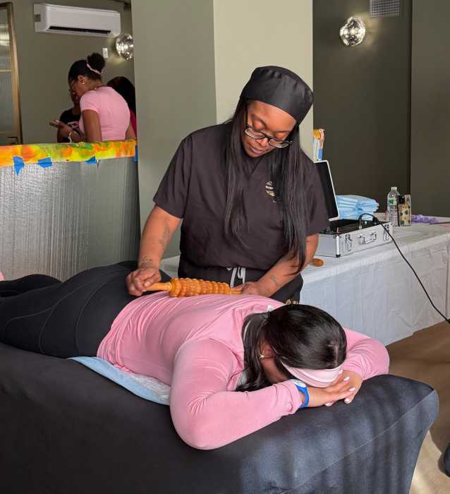 Guests enjoy wellness activations, including facials and massages, during IYKYK Collective’s Women’s Wellness Day, designed to promote relaxation and connection.