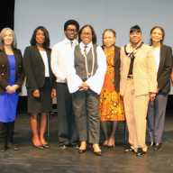 Members of the Macon B. Allen Black Bar Association hosted a powerful BHM commemoration, and honored its 100th Year Anniversary at the Queens Theatre in Flushing Meadows, Corona, on February 19. Pictured from left are Beverly George, Esq.Hon. Janice A. Taylor. Hon. Cassandra A. Johnson, Hon. Lourdes A. Ventura, Hon. Valerie Brathwaite Nelson Regens Jean Baptiste (senior John Jay college) Hon. Nicole A. Mc Gregory Mundy, Jawan Finley, Esq., Hon. Melissa B. Deberry, Hon. Andrea S. Ogle, Hon. Fania Jean, Hon. Ulysses B. Leverett (ret.) and Hon. Marguerite A. Grays.