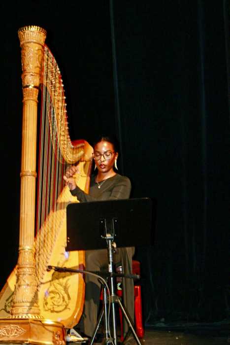 Gifted Harpist Megan Joie Coleman delivered a musical interlude, at the Macon B. Allen Black Bar Association BHM commemoration at Queens Theatre in Flushing Meadows, Corona Park.