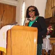 U.S. Rep. Yvette D. Clarke addresses congregation at Fenimore Street United Methodist Church in Brooklyn on Sunday, April 19, 2026.
