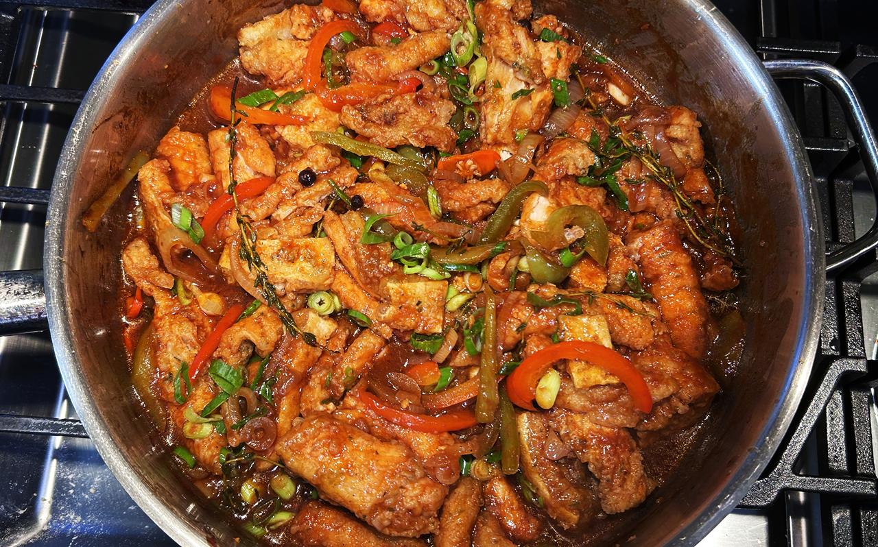 Classic Jamaican Brown Stew Salmon