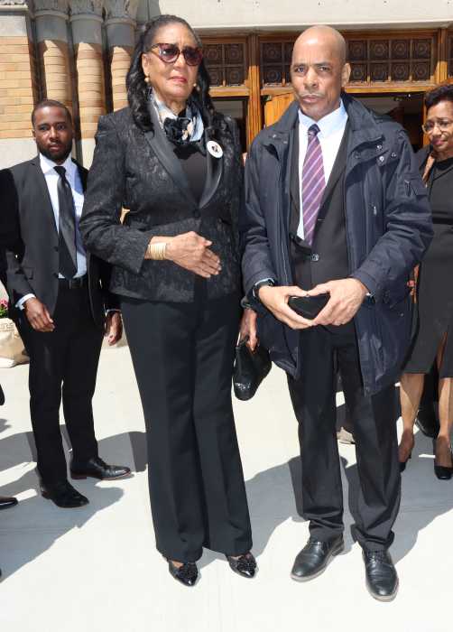 Grenada’s Governor General Dame Cecile LaGrenade with Consul General to New York Raphael M. Brizan after the funeral of Dr. Roland Purcell.