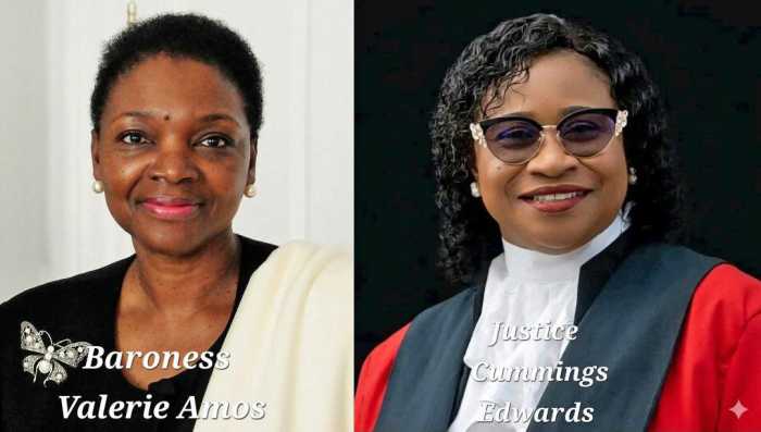 Baroness Valarie Amos, left, and Justice Yonette Cummings-Edwards.