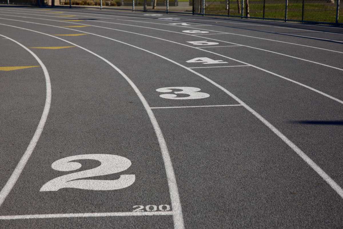 High school track and football field