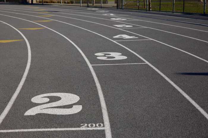 High school track and football field