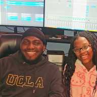 Producer Paul Drew Gad and 13-year-old singer Jazmin Headley in studio in New Jersey during a recording session for a re-imagined version of the 1975 classic “None A Jah Jah Children Nuh Cry.”