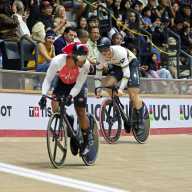 Harrie Lavreysen Netherlands and Nicholas Paul Trinidad and Tobago in the Men’s Sprint final for Gold at the UCI Track World Cup on April 26, 2026.