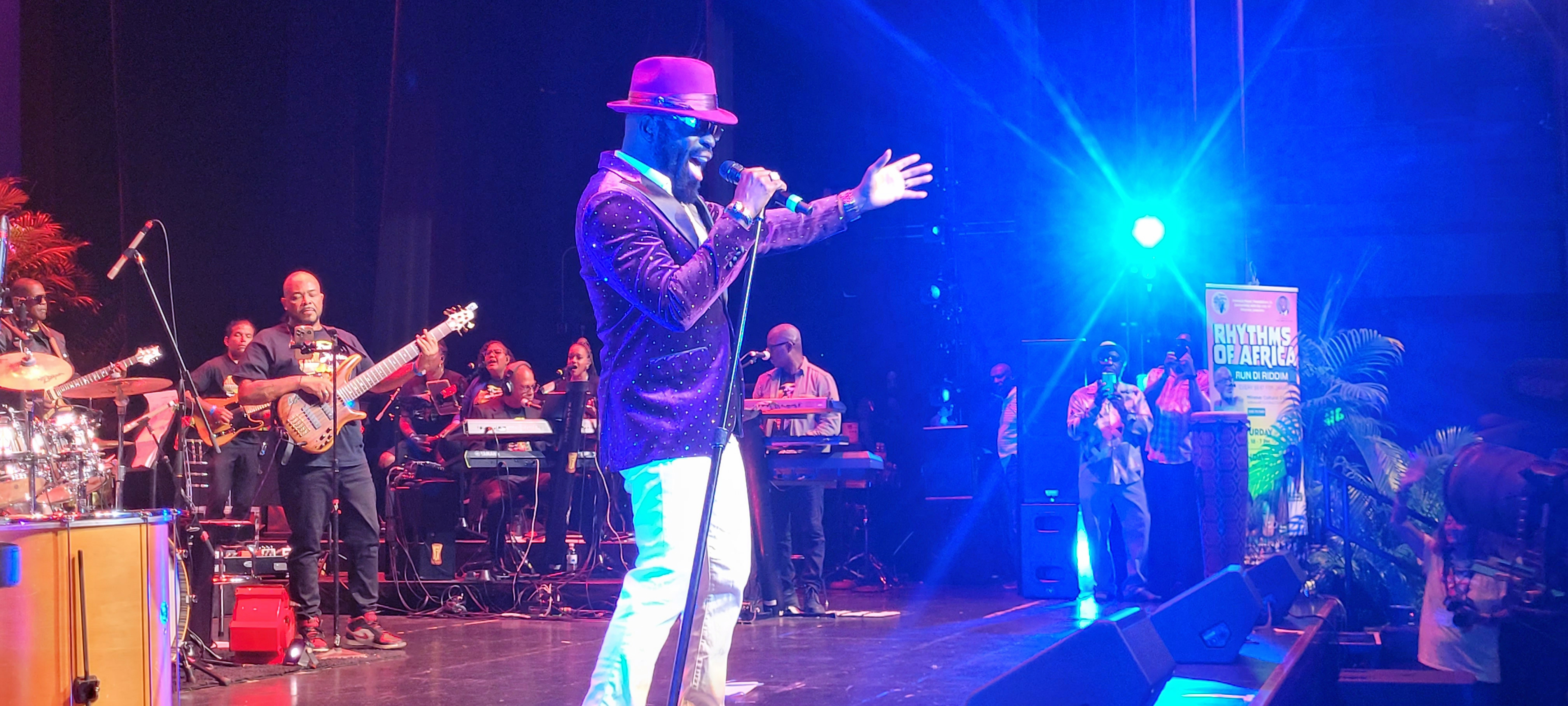 Singer Richie Stephens performing at one of two sold-out, back-to-back Rhythms of Africa concerts in Florida.