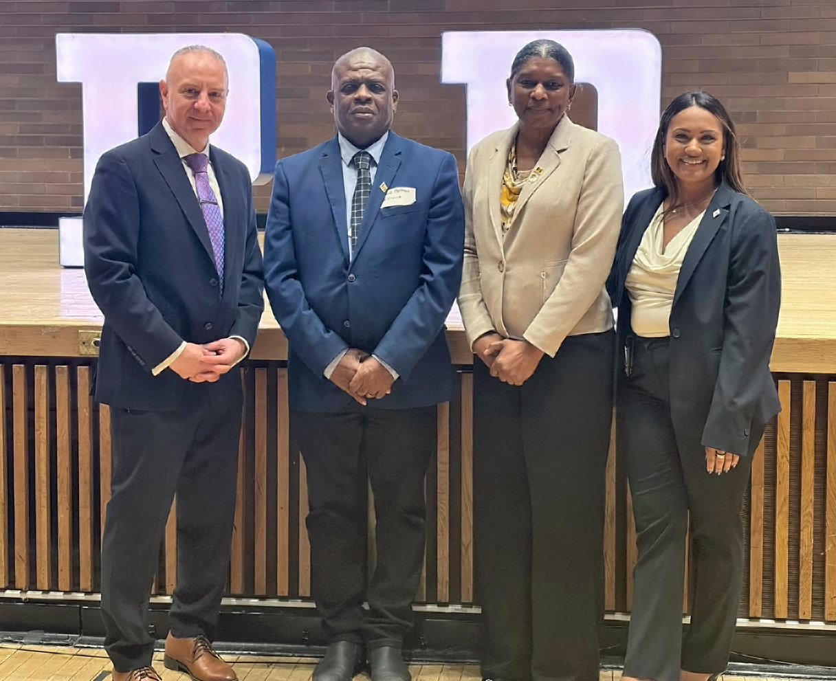 From left, Detective Fadi Mansour, SVG Consul General Roland "Patel" Matthews, SVG Consul (Foreign Investment) Bernadette Ambrose, and Detective Maria Raheel.