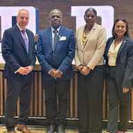 From left, Detective Fadi Mansour, SVG Consul General Roland "Patel" Matthews, SVG Consul (Foreign Investment) Bernadette Ambrose, and Detective Maria Raheel.